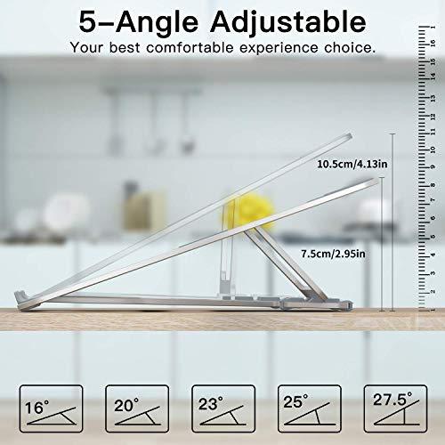 WIWU S100 Aluminum Laptop Stand, Ergonomic Detachable Computer Stand, Riser Holder Notebook Stand 10-16"" Laptops, Silver | 5 Heights of Adjustment Level - Nalanda Enterprises