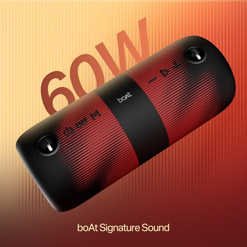 Boat 2025 Launch Stone 1200 Pro, 60W Boat Signature Sound, 76.2mm Drivers, TWS,7.5H Battery, Built-in Mic, Carry Strap,IPX6, Bluetooth Speaker, Wireless Speaker, Portable Speaker (Twilight Black)|B0FLYDHYY4
