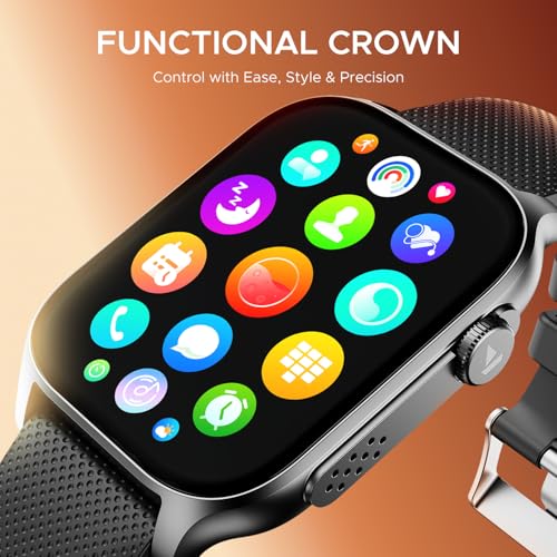 boAt New Launch Ultima Ember Smartwatch w/ 1.96” (4.97 cm) AMOLED Display, Functional Crown, 100+ Sports Modes, BT Calling, Camera & Music Control, IP68 Resistance, Custom Watch Faces (Bold Black) - Nalanda Enterprises