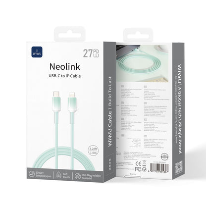 WiWU C062 Neolink USB-C to Lightning Silicone Cable, 1M Green