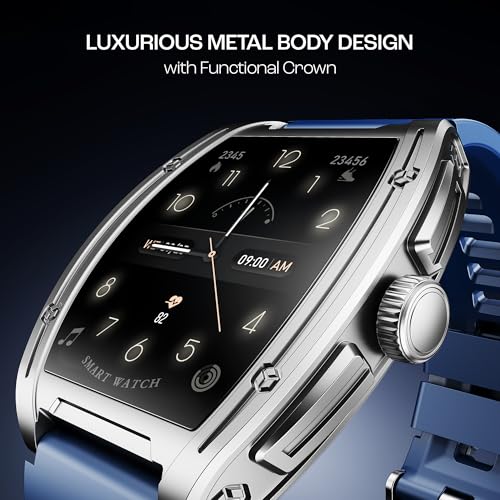 Boat Enigma Ascend Men's Luxury Smart Watch w/ 1.76”(4.47 cm) HD Display, Functional Crown, BT Calling, Upto 5 Days Battery, 100+Sports Modes, 200+Watch Faces, IP68, HR & SPO(Ocean Blue)|B0DFYJTL8X
