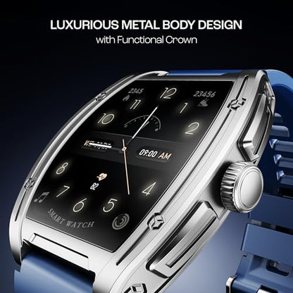 Boat Enigma Ascend Men's Luxury Smart Watch w/ 1.76”(4.47 cm) HD Display, Functional Crown, BT Calling, Upto 5 Days Battery, 100+Sports Modes, 200+Watch Faces, IP68, HR & SPO(Ocean Blue)|B0DFYJTL8X