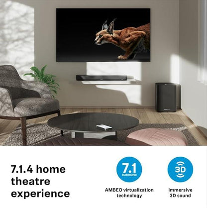 Sennheiser AMBEO Soundbar Mini- 250 Watts Immersive 3D Audio for TV, Movies & Music - Multiple Connectivity (Bluetooth, Wi-Fi), Alexa Built-in & Dolby Atmos, Designed in Germany, 2 Yr Warranty - Nalanda Enterprises
