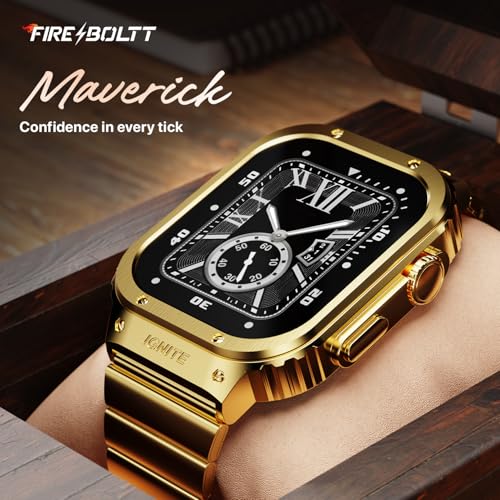 Fire-Boltt Maverick Smartwatch 51.308mm (2.02 inch) IPS Display, Luxury Stainless Steel Look, 320x385 Pixel Resolution, Bluetooth Calling, Voice Assistant - Nalanda Enterprises
