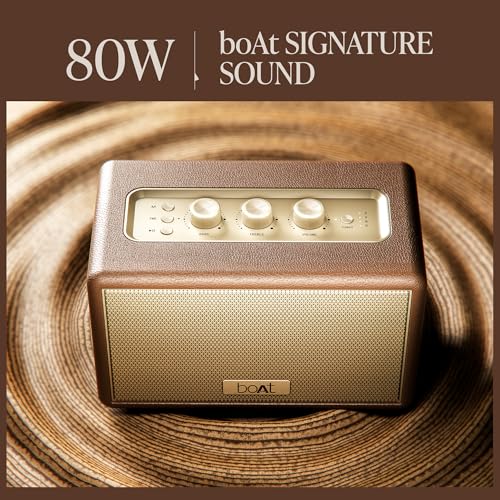 Stone Opus, 80W Signature Sound, 12HRS Battery, Multilink Connectivity, Built-in Subwoofer, Premium Design, TWS, Bluetooth Speaker, Wireless Speaker, Portable Speaker (Caramel Brown)|B0DQKVF2H4