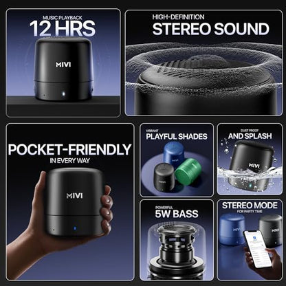 Mivi Play Bluetooth Speaker with 12 Hours Playtime. Wireless Speaker Made in India with Exceptional Sound Quality, Portable and Built in Mic-Black|B094RCC4L1