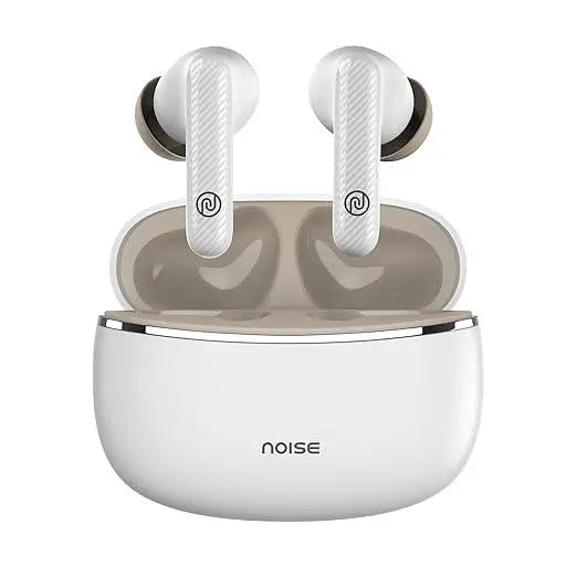 Noise Aura Buds in-Ear Truly Wireless Earbuds with 60H of Playtime, Quad Mic with ENC, Dual Device Pairing, Instacharge(10 min=150 min),12mm Polymer Composite Driver,BT v5.3(Aura White) - Nalanda Enterprises