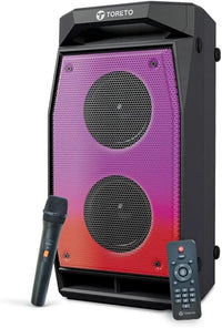 Toreto Evolve Pro 60Watt Wireless Bluetooth Party Speaker with Karaoke Mic, HD Bass, EQ Modes, TWS, Dynamic RGB Lights, mic Input, BT 5.3v, AUX in, Type C Charging - Nalanda Enterprises