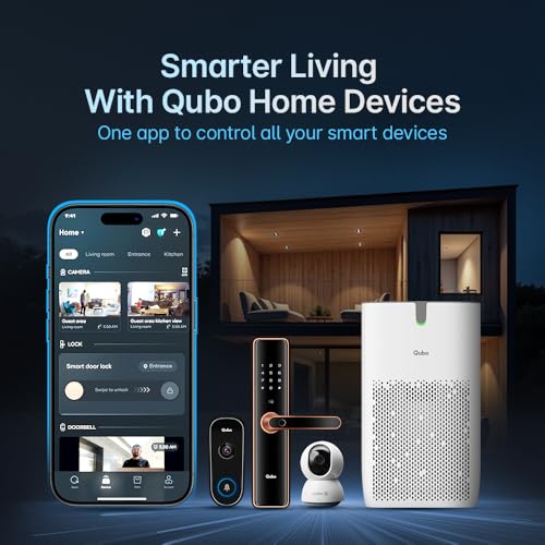 Qubo Smart Air Purifier Q500 for Home by Hero Group | 500 Sqft | 99.99% Allergen Removal |4-Layer True HEPA H13 Filter | 9000 Hrs Filter Life | App & Voice Control | Quiet Night Mode | BLDC Motor|B0CMH9TSVC
