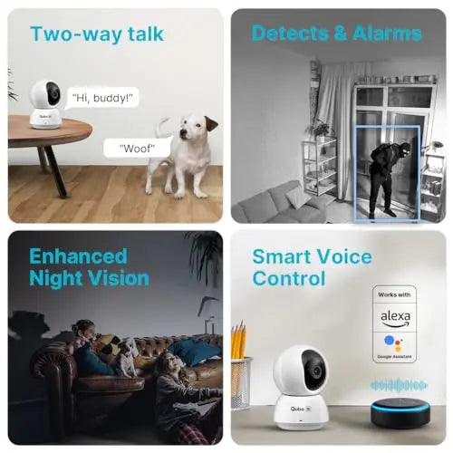 Qubo Smart 360 Ultra 2K 4MP 1440p WiFi CCTV Security Camera for Home from Hero Group | Mobile App | Two Way Talk | Night Vision | Cloud & SD Card Recording | Made in India | Alexa & OK Google | - Nalanda Enterprises