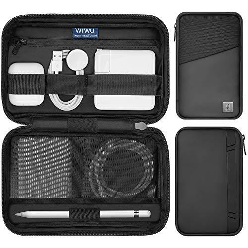 WIWU Nylon Travel Cable Organizer Bag, Waterproof Electronics Organizer Case For Hard Drives, Cable, Charger, Phone, Usb, Sd Card, Apple Pencil, Accessory Pouch Smooth Coating Zipper (Black) - Nalanda Enterprises