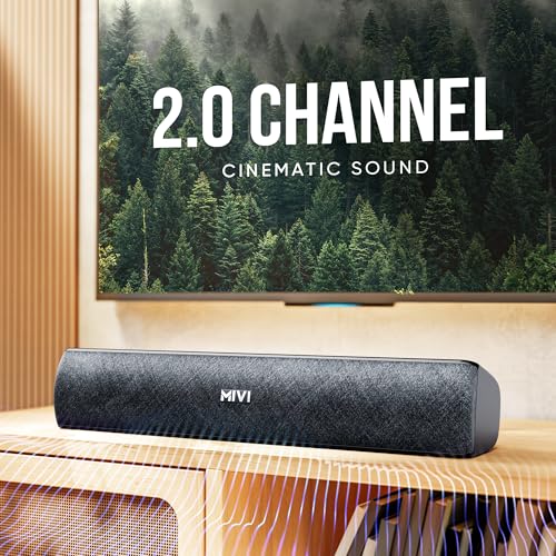 Mivi Fort Q18 Soundbar with 18W Bluetooth Speakers Soundbar, 2.0 Channel with 2 in-Built Full-Range Speakers, Multiple Input Modes, 6H Playtime, 2000mAh, Made in India Sound bar for TV|B0CW38T5QK
