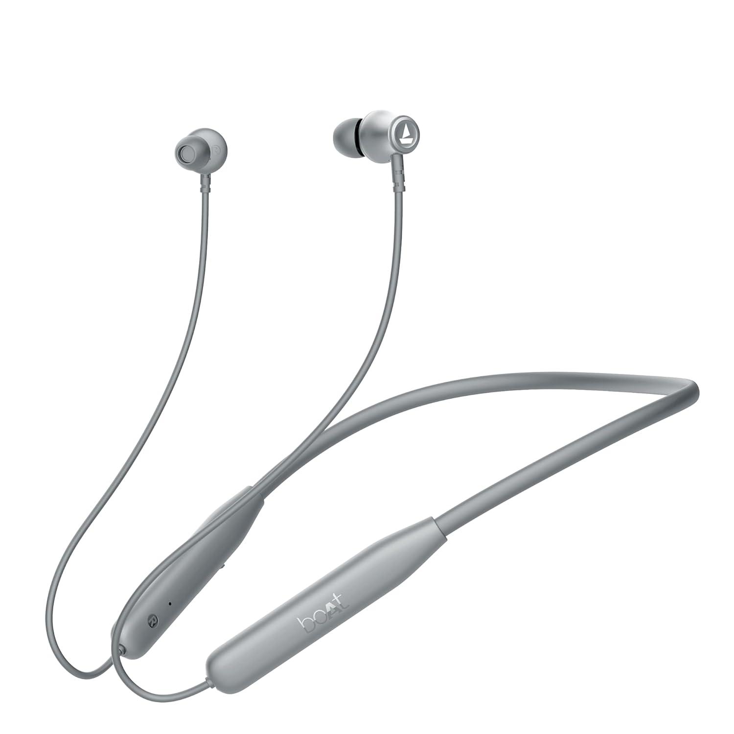 boAt Rockerz 111 Bluetooth Wireless Neckband with Up to 40 Hrs Playtime, Dual Device Pairing, Enx Tech, Beast Mode, ASAP Charging, Btv5.3, Ipx5,Type-C Interface & Magnetic in Ear Buds(Active Black) - Nalanda Enterprises