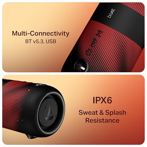 Boat 2025 Launch Stone 1200 Pro, 60W Boat Signature Sound, 76.2mm Drivers, TWS,7.5H Battery, Built-in Mic, Carry Strap,IPX6, Bluetooth Speaker, Wireless Speaker, Portable Speaker (Twilight Black)|B0FLYDHYY4