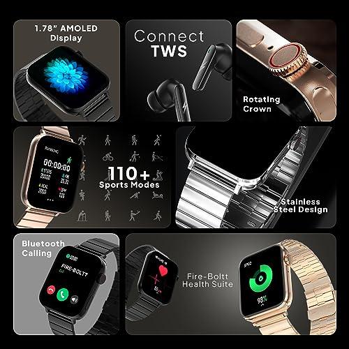 Fire-Boltt Visionary Ultra 1.78" AMOLED, Stainless Steel Luxury Smart Watch, Bluetooth Calling with Rotating Crown, 100+ Sports Mode, TWS Connection (Gold) - Nalanda Enterprises