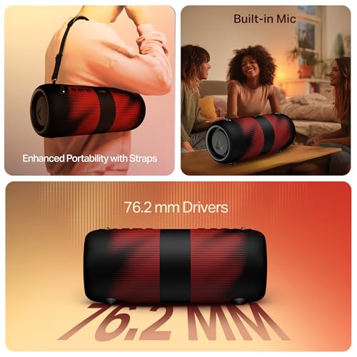 Boat 2025 Launch Stone 1200 Pro, 60W Boat Signature Sound, 76.2mm Drivers, TWS,7.5H Battery, Built-in Mic, Carry Strap,IPX6, Bluetooth Speaker, Wireless Speaker, Portable Speaker (Twilight Black)|B0FLYDHYY4