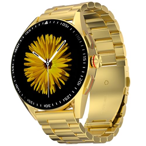 Fire-Boltt Invincible Plus 36.32mm (1.43 inch) AMOLED Display Smartwatch Bluetooth Calling, TWS Connection, 300+ Sports Modes, 110 in-Built Watch Faces, 4GB Storage & AI Voice Assistant (Gold SS) - Nalanda Enterprises
