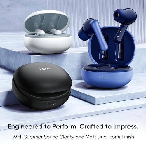 Mivi DuoPods i2 True Wireless Earbuds - 45H+ Playtime, HD Calls, Fast Charging, 13mm Bass Drivers, IPX4 Sweatproof, v5.3 Bluetooth in Ear Ear Buds Wireless, Made in India|B0CRTRNR2L