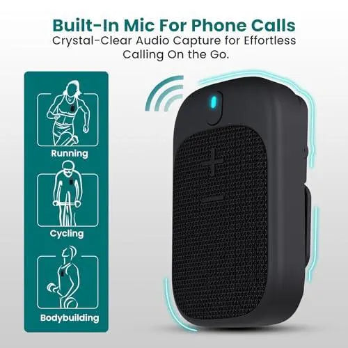 Portronics Talk Four 2W Wearable Bluetooth Speaker with Mic, Magnetic/Spring Clip-On, Upto 10Hours Playtime, IPX5 Water/Dust Resistant, Bluetooth 5.3v, Big Buttons, Portable Speaker with Microphone - Nalanda Enterprises