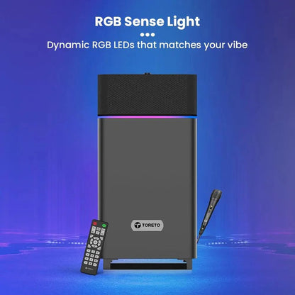 Toreto Party Mini Powerful 70W RMS Home Theater Bluetooth Party Box Party/Home Audio Speaker with High Power Bass, Wired Karaoke Mic, AUX, USB and Dynamic RGB LED - Nalanda Enterprises