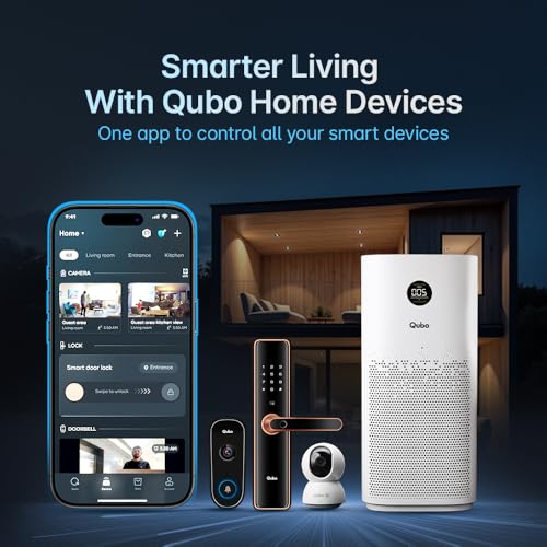 Qubo Smart Air Purifier Q500 for Home by Hero Group | 500 Sqft | 99.99% Allergen Removal |4-Layer True HEPA H13 Filter | 9000 Hrs Filter Life | App & Voice Control | Quiet Night Mode | BLDC Motor|B0CMH9TSVC