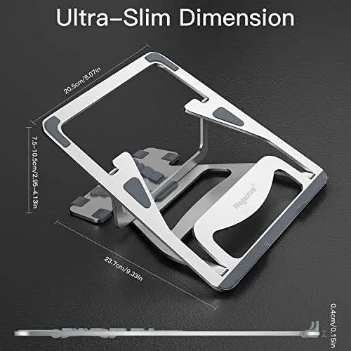 WIWU S100 Aluminum Laptop Stand, Ergonomic Detachable Computer Stand, Riser Holder Notebook Stand 10-16"" Laptops, Silver | 5 Heights of Adjustment Level - Nalanda Enterprises