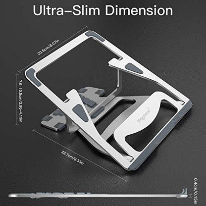 WIWU S100 Aluminum Laptop Stand, Ergonomic Detachable Computer Stand, Riser Holder Notebook Stand 10-16"" Laptops, Silver | 5 Heights of Adjustment Level - Nalanda Enterprises
