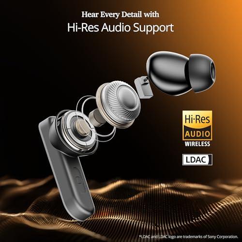 boAt Airdopes 800 HiDef, Hires Audio LDAC, 4Mic ENx, App Support, ASAP Charge, IPX5, Low Latency, Dual Pairing, BTv5.3, Bluetooth Earbuds, TWS Ear Buds Wireless Earphones(Graphite Grey) - Nalanda Enterprises