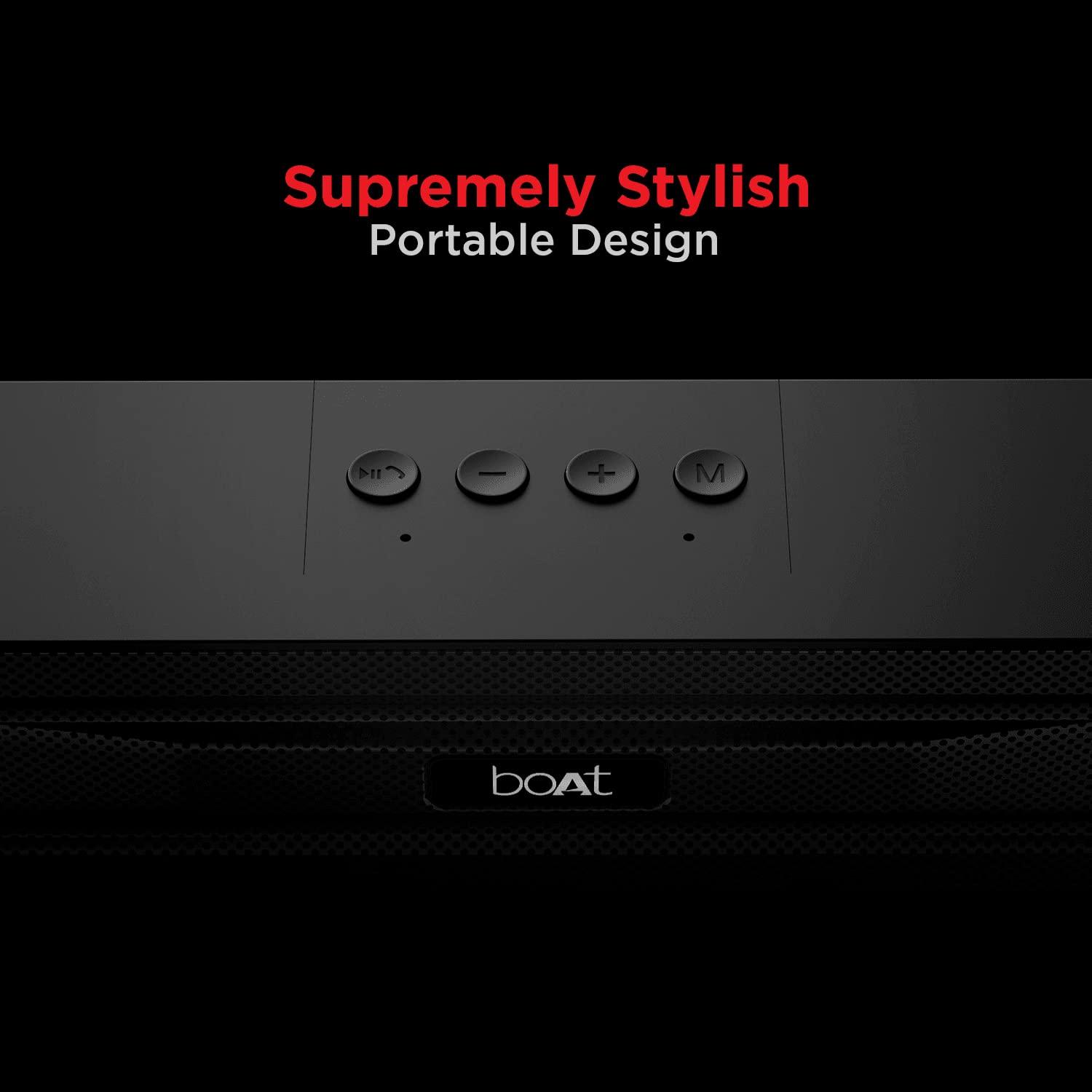 boAt Aavante Bar 1500 2.1 Channel Home Theatre Soundbar with 120W Signature Sound, Wired Subwoofer, Multiple Connectivity Modes, Entertainment EQ Modes and Sleek Finish (Black) - Nalanda Enterprises