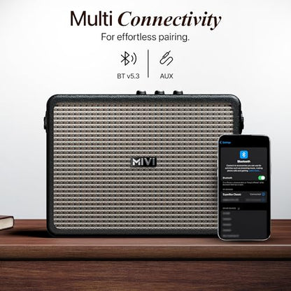 Mivi SuperBox Classic 120W Portable Bluetooth Speaker [New Launch] | Premium Sound with Built-in Subwoofer, Bass & Treble Control Knobs, AUX & USB Support | Made in India|B0FB44F3NZ