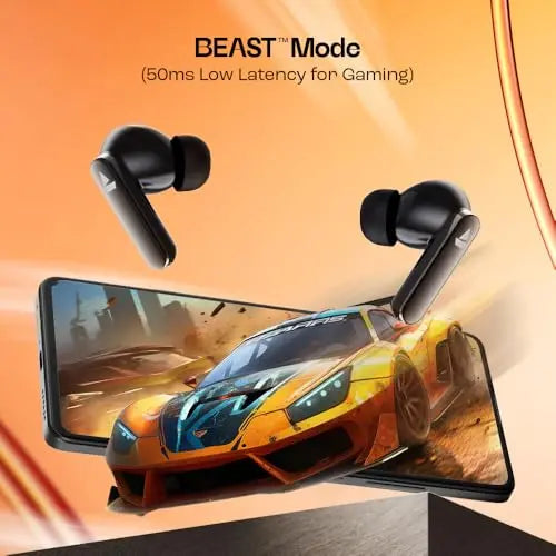 boAt Airdopes 301 TWS in Ear Earbuds, 75hrs Playtime, Quad Mics with ENx, ASAP Charge, IWP Tech, Beast Mode (50ms Low Latency), 10mm Drivers, Bluetooth v5.3 & IPX5 Resistance(Midnight Shadow) - Nalanda Enterprises