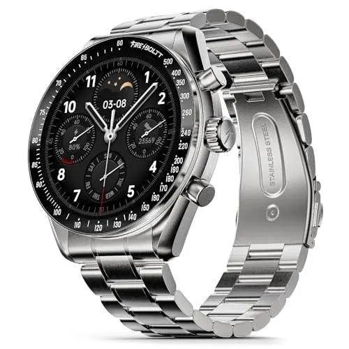 Fire-Boltt Moonwatch 36.3mm (1.43 inch) AMOLED Display, Wireless Charging, Metallic Frame, Stainless Steel Luxury Straps, Complete Health Suite, Bluetooth Calling, Sports Modes - Nalanda Enterprises