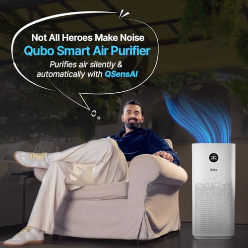 Qubo Smart Air Purifier Q500 for Home by Hero Group | 500 Sqft | 99.99% Allergen Removal |4-Layer True HEPA H13 Filter | 9000 Hrs Filter Life | App & Voice Control | Quiet Night Mode | BLDC Motor|B0CMH9TSVC