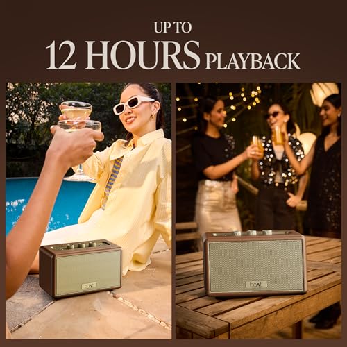 Stone Opus, 80W Signature Sound, 12HRS Battery, Multilink Connectivity, Built-in Subwoofer, Premium Design, TWS, Bluetooth Speaker, Wireless Speaker, Portable Speaker (Caramel Brown)|B0DQKVF2H4