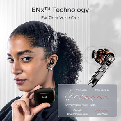 Boat Airdopes 163 in Ear Wireless Earbuds with 40 HRS Battery, Fast Charge, 13mm Drivers, IPX5, Quick Touch Response Control (Active Black)|B0CNRFYLV8
