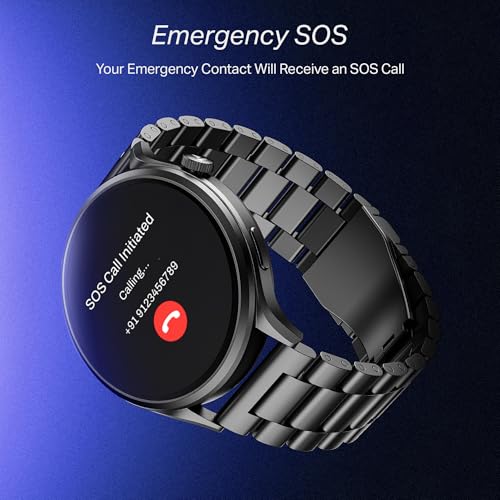 Boat Lunar Discovery Pro, 1.39" HD Display, Metal Body, QR Tray, Emergency SOS, Functional Crown, Multiple Sports Modes, HR,SpO2 & Sleep Tracking, Smart Watches for Men & Women (Steel Black)|B0FLK2QSHR