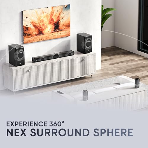 Mivi Nex 900 Dolby Audio Soundbar (New Launch)| 900W Signature Sound | 5.2 Channel Home Theatre System with Dual Subwoofers and Satellites | Nex Surround Sphere Tech | Bluetooth v5.3|B0G3B2V7TB