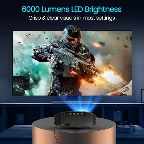 Portronics Beem 490 Smart LED Projector with 1080p Full HD, Streaming Apps (Netflix, Prime Video, Hotstar), Automatic Focus, Auto Keystone Correction, 6000 Lumens, Bluetooth, Wi-fi, 5W Speaker (Grey) - Nalanda Enterprises