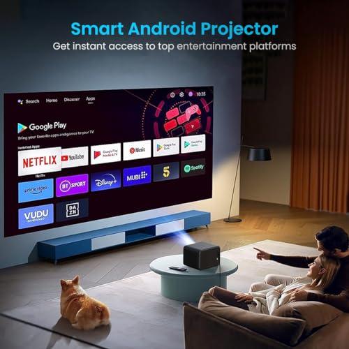 Portronics Beem 460 Smart LED Projector with 1080p Full HD, 4000 Lumens, Streaming Apps (Netflix, Prime Video, Hotstar), Automatic Focus, Auto Keystoning, Bluetooth, Wi-fi, 10W Speakers (Black) - Nalanda Enterprises