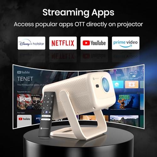 Portronics Beem 480 Smart LED Projector with 1080p Full HD Resolution, 5100 Lumens, Built in OTT Apps(White) - Nalanda Enterprises