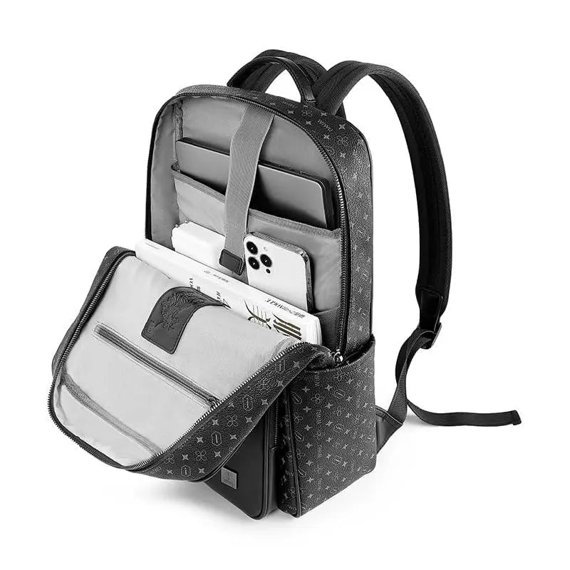 WIWU Master Fingerprint Lock Leather Backpack, Black - Nalanda Enterprises