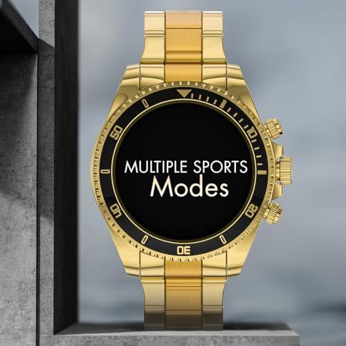 Fire-Boltt Avalanche Luxury Watch, Bluetooth Calling Smart Watch with 1.28” HD Display, 2 Button Pushers, Voice Assistance, Multiple Sports Modes, Health Suite, IP67 Resistance (Gold Black) - Nalanda Enterprises