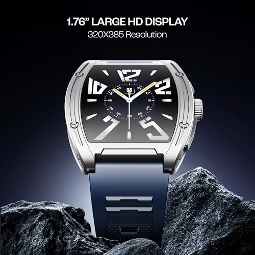Boat Enigma Ascend Men's Luxury Smart Watch w/ 1.76”(4.47 cm) HD Display, Functional Crown, BT Calling, Upto 5 Days Battery, 100+Sports Modes, 200+Watch Faces, IP68, HR & SPO(Ocean Blue)|B0DFYJTL8X