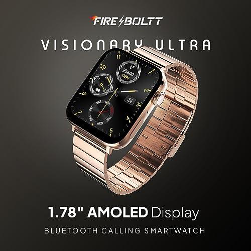 Fire-Boltt Visionary Ultra 1.78" AMOLED, Stainless Steel Luxury Smart Watch, Bluetooth Calling with Rotating Crown, 100+ Sports Mode, TWS Connection (Gold) - Nalanda Enterprises