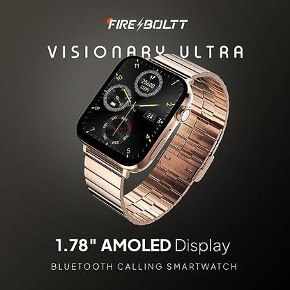 Fire-Boltt Visionary Ultra 1.78" AMOLED, Stainless Steel Luxury Smart Watch, Bluetooth Calling with Rotating Crown, 100+ Sports Mode, TWS Connection (Gold) - Nalanda Enterprises