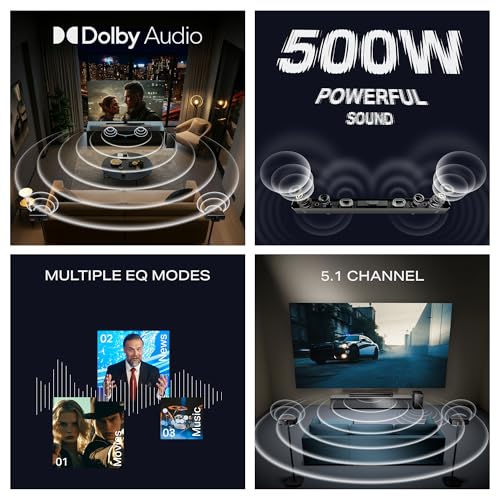 Boat 2025 Launch Aavante Prime 5.1 7050D, Dolby Audio, 700W Signature Sound, 5.1CH with Wireless Subwoofer & Wireless Satellites, Bluetooth Sound bar, Home Theatre Soundbar Speaker (Premium Black)|B0FLYD83H7