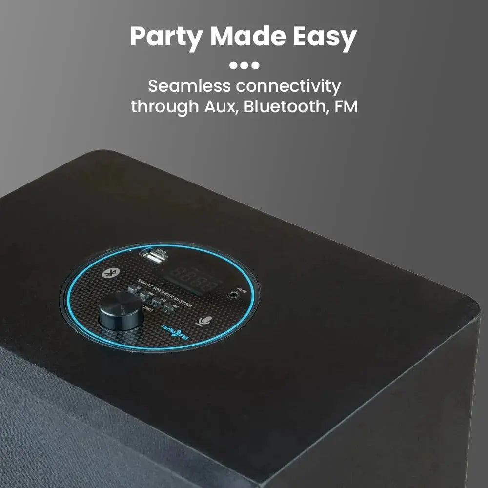 Toreto Party Mini Powerful 70W RMS Home Theater Bluetooth Party Box Party/Home Audio Speaker with High Power Bass, Wired Karaoke Mic, AUX, USB and Dynamic RGB LED - Nalanda Enterprises