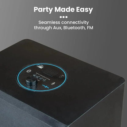 Toreto Party Mini Powerful 70W RMS Home Theater Bluetooth Party Box Party/Home Audio Speaker with High Power Bass, Wired Karaoke Mic, AUX, USB and Dynamic RGB LED - Nalanda Enterprises