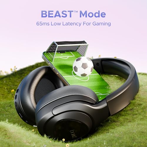 boAt Nirvana Eutopia Bluetooth Over Ear Headphones with Head Tracking Function, Spatial Audio,20 HRS Playtime, Enx™ Tech, ASAP™ Charge, Hearables App(Android & iOS Compatible)(Primia Black)|B0CVRXTRBY