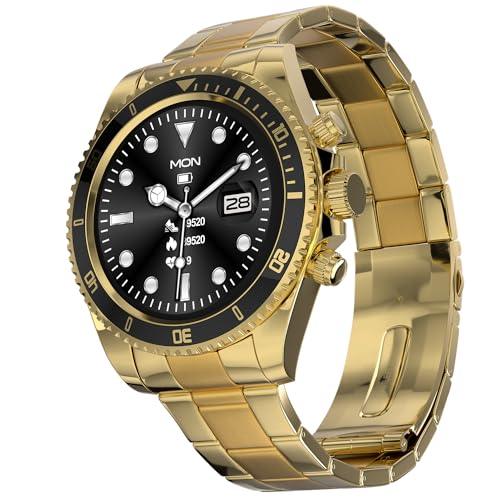 Fire-Boltt Avalanche Luxury Watch, Bluetooth Calling Smart Watch with 1.28” HD Display, 2 Button Pushers, Voice Assistance, Multiple Sports Modes, Health Suite, IP67 Resistance (Gold Black) - Nalanda Enterprises
